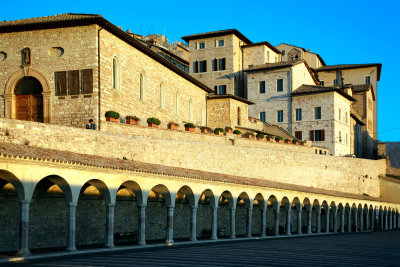 Houses of Assisi in late afternoon light
