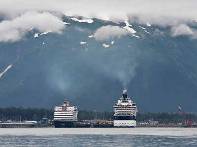 The Veendam and Millenium docked in Seward