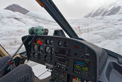 Helicopter landing on the Yanert Glacier
