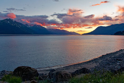 Sunset across Turnagain Arm, from the Seward Highway