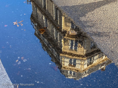 Reflection in puddle, Paris