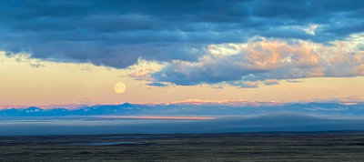 Full moon setting near Great Sand Dunes
