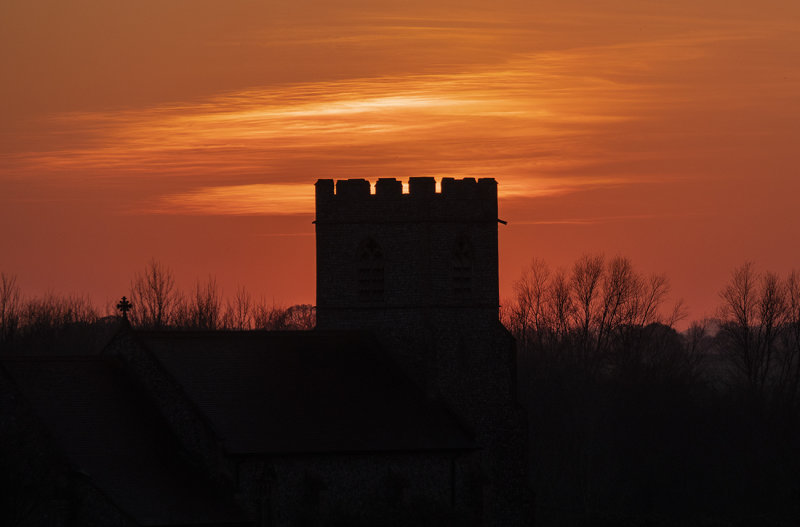 Sunset behind the Church and Barningham