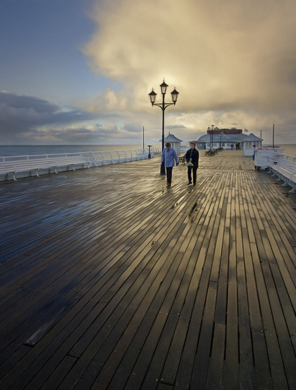 A view on Cromer pier during squally conditions, Norfolk, UK