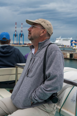 Dewey on the ferry in Genoa