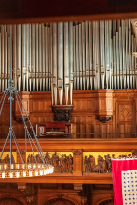 The organ from a stairwell window