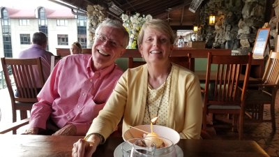 Celebrating Katy's birthday on the Sunset Terrace