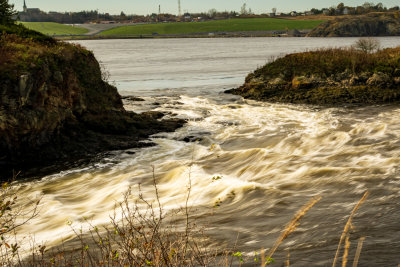 Reversing Falls, Saint John River, New Brunswick.  Near ebb tide, the flow going out.