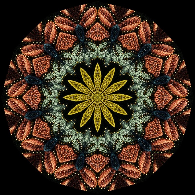 Kaleidoscope created with txtile art seen at the Christmas market in Zurich