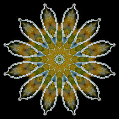 Kaleidoscope created with a picture of a public fountain in the city of Zurich