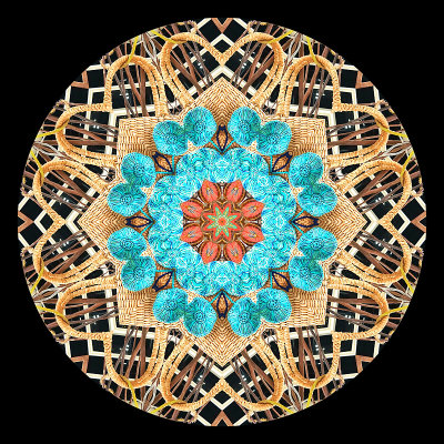 Kaleidoscope created with a picture of a hand-made handbag decorated with textile artwork