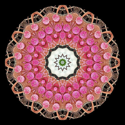 Kaleidoscope created with a picture of a hand-made handbag decorated with textile artwork