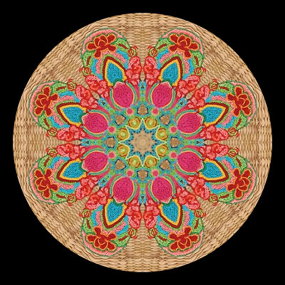 Kaleidoscope created with a picture of a hand-made handbag decorated with textile artwork