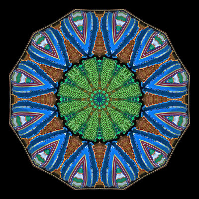 Kaleidoscope created with a picture of a hand-made handbag decorated with textile artwork