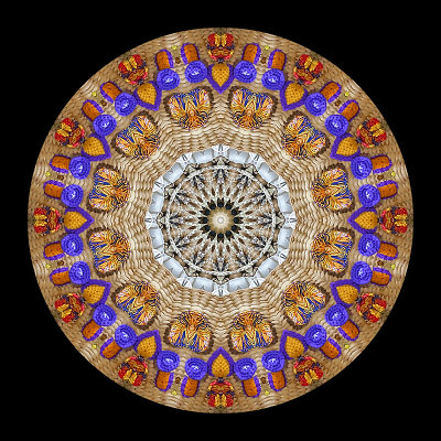 Kaleidoscope created with a picture of a hand-made handbag decorated with textile artwork