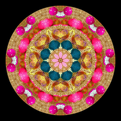 Kaleidoscope created with a picture of a hand-made handbag decorated with textile artwork