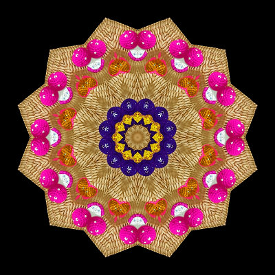 Kaleidoscope created with a picture of a hand-made handbag decorated with textile artwork