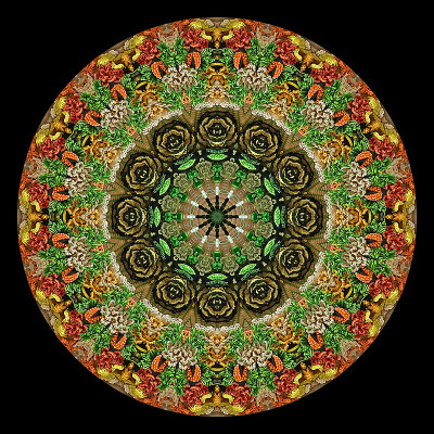 Kaleidoscope created with a picture of a hand-made handbag decorated with textile artwork