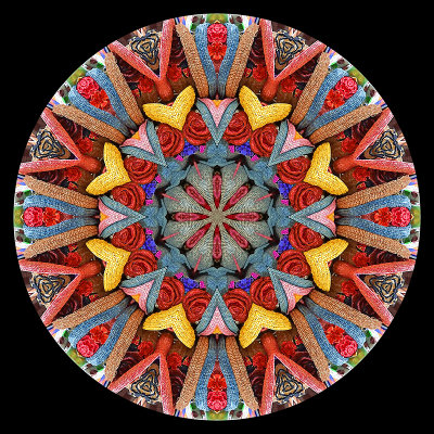 Kaleidoscope created with a picture of handmade textile art