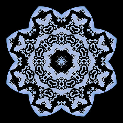 Evolved kaleidoscope created with an iron gate and blue sky