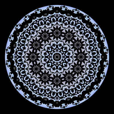 Evolved kaleidoscope created with an iron gate and blue sky