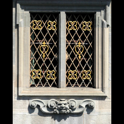 One of the many windows at the parliament building in Zurich