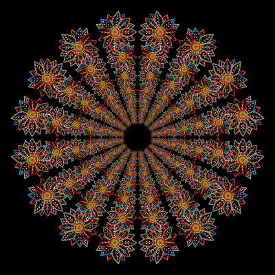 Kaleidoscope created with a picture of embroidery done by rural farm women