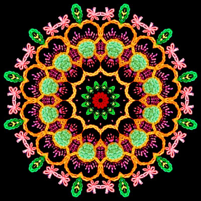 Kaleidoscope created with a picture of embroidery done by rural farm women