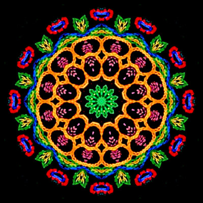 Kaleidoscope created with a picture of embroidery done by rural farm women