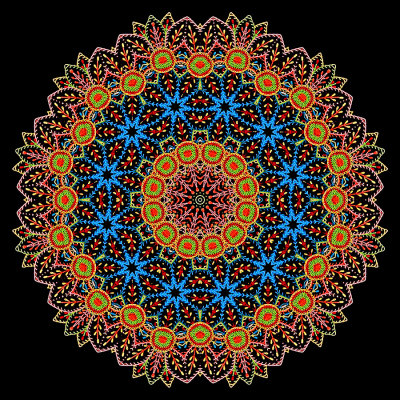 Evolved kaleidoscope created with rural textile embroidery