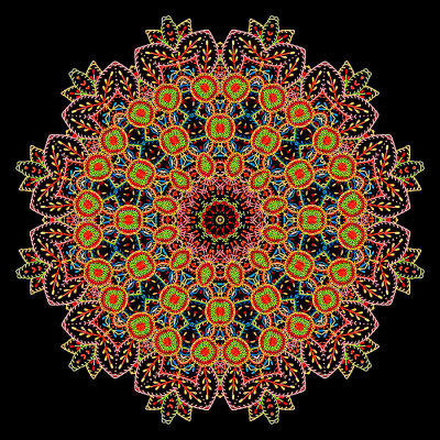 Evolved kaleidoscope created with rural textile embroidery