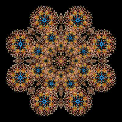 Evolved kaleidoscope created with rural textile embroidery