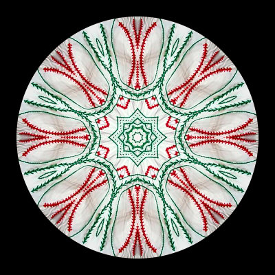 Kaleidoscope created with a picture of textile embroidery