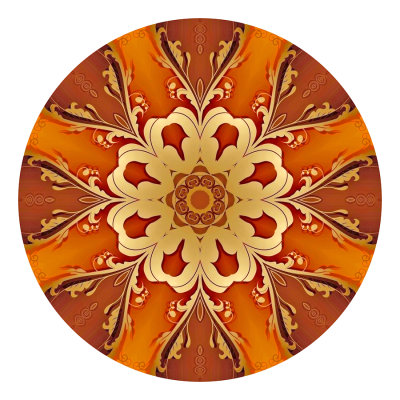 Round kaleidoscope created with a greeting card pattern