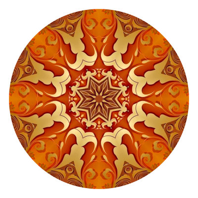 Round kaleidoscope created with a greeting card pattern