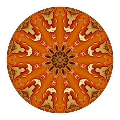 Round kaleidoscope created with a greeting card pattern