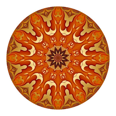 Round kaleidoscope created with a greeting card pattern