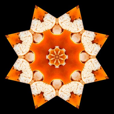 Kaleidoscope created with a picture of orange skin