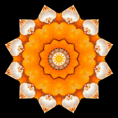 Kaleidoscope created with a picture of orange skin