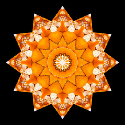 Kaleidoscope created with a picture of orange skin