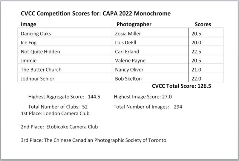 2022 CAPA Monochrome Competition Results