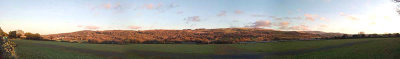 Golden Hour panoramic shot of the moor, from Showfield