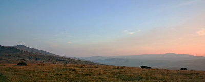 Evening by Belstone tors looking across to Yes Tor