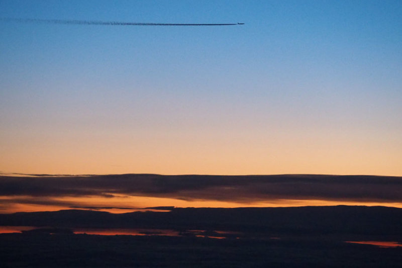 Flying with other aircraft at sunset