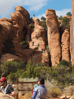 A tough section of Devil's Garden Trail - Arches NP