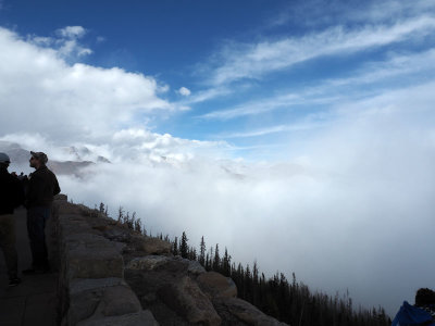 As the clouds clear, partially, Rainbow Curve, Rocky Mountain NP