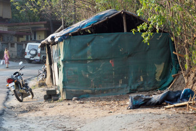 A tea shop by the roadside open early in the morning