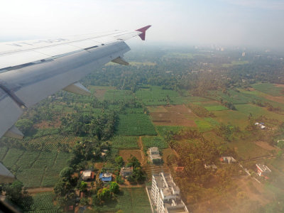Coming in for landing at Kochi airport