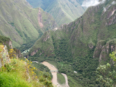 The Urubamba river from Machu Picchu with Hydroelectrica in the background