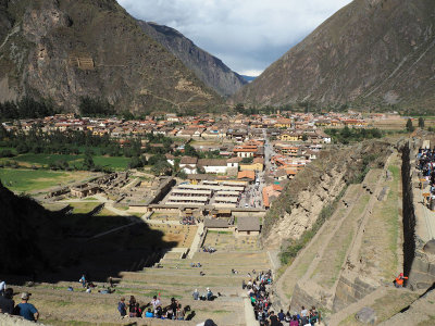 View of Ollantyatambo from the higher steps to the Temple of the Sun